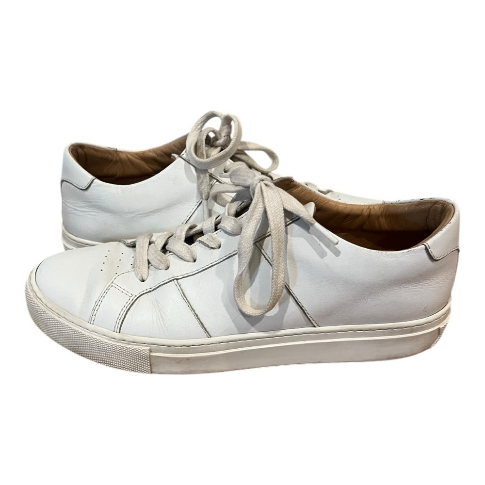 Greats white handcrafted full grain leather minimalist sneakers size 9